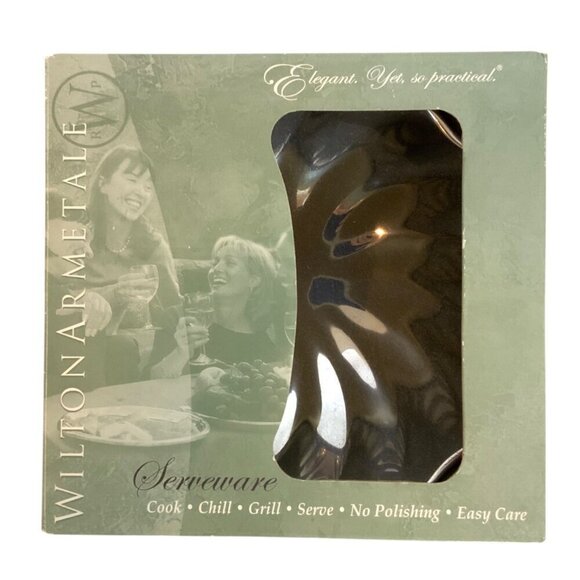 Wilton Armetale Eddy Small Bowl Square Scalloped Edge Shiny Pewter #153004 - Picture 1 of 8